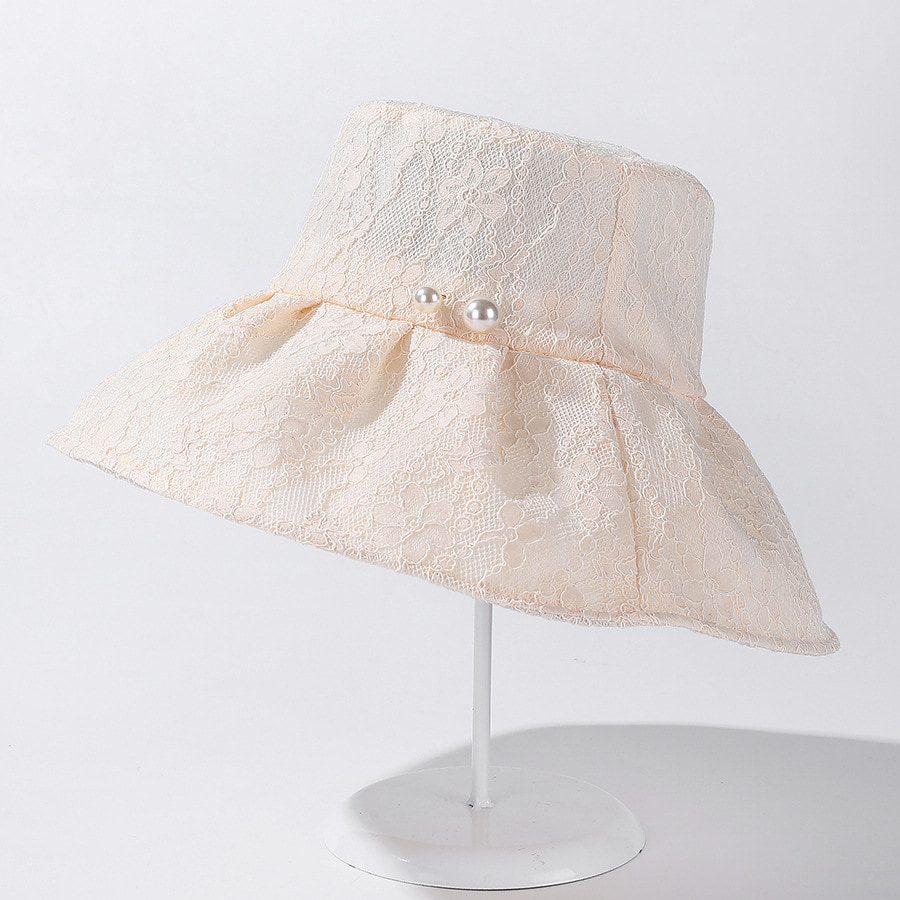 BK00036 Zomerhoedje voor dames met kanten parel