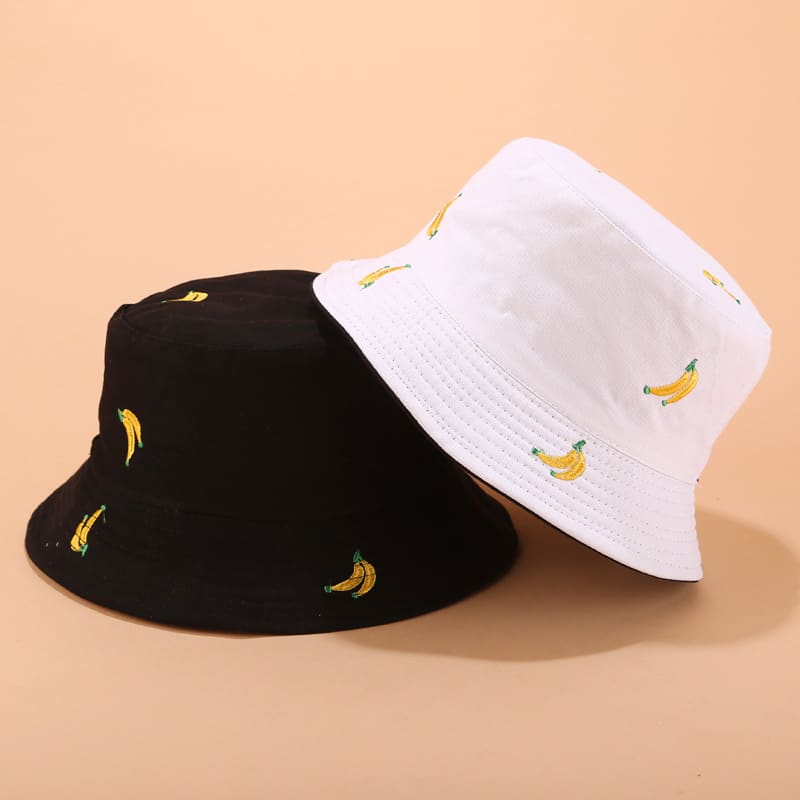 BK00060 Dames vissershoed met bananenfruitpatroon