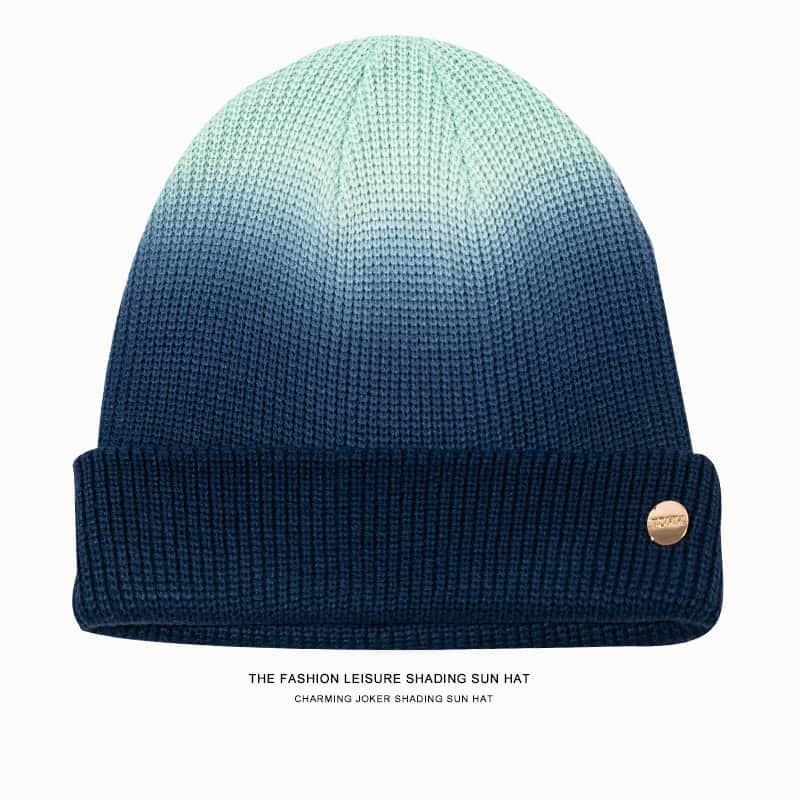 H00009 Gestreepte tie-dye gebreide muts in herfst en winter