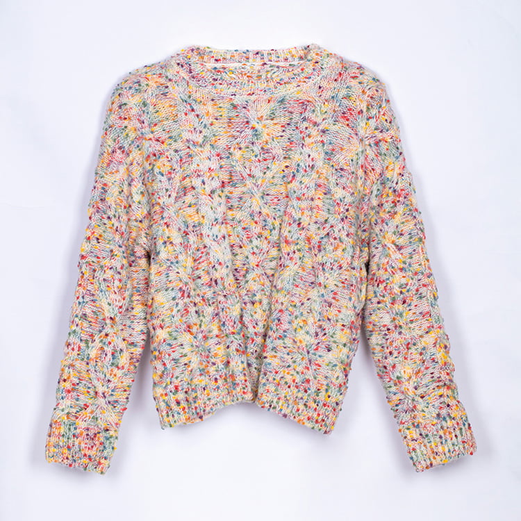 SM-K0033 Kleurrijke polkadot zoete wind losse coltrui gebreide trui