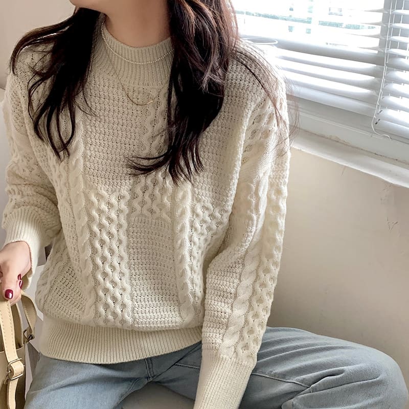 SM-K0024 Gedraaide coltrui, losse trui, gebreide trui SM-K0024 Gedraaide coltrui, losse trui, gebreide trui