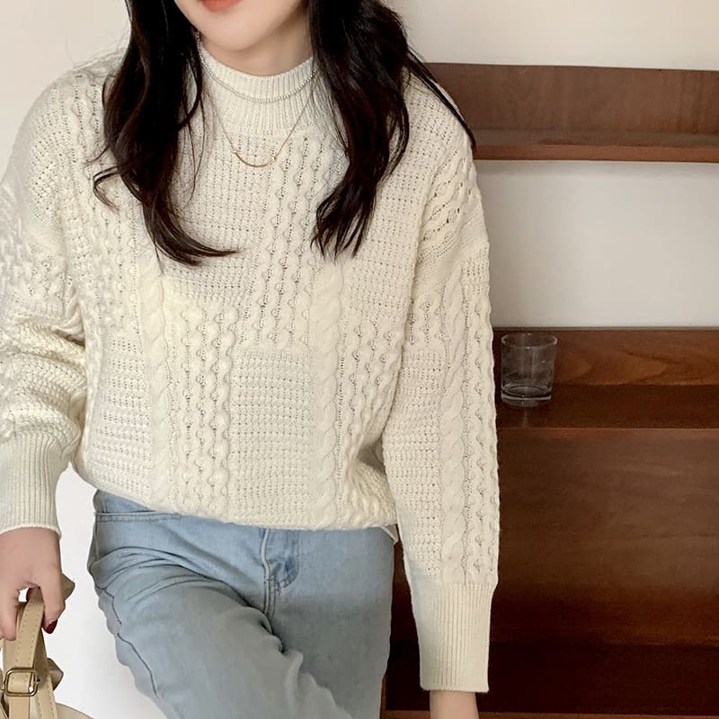 SM-K0024 Gedraaide coltrui, losse trui, gebreide trui SM-K0024 Gedraaide coltrui, losse trui, gebreide trui