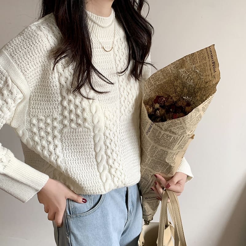 SM-K0024 Gedraaide coltrui, losse trui, gebreide trui SM-K0024 Gedraaide coltrui, losse trui, gebreide trui