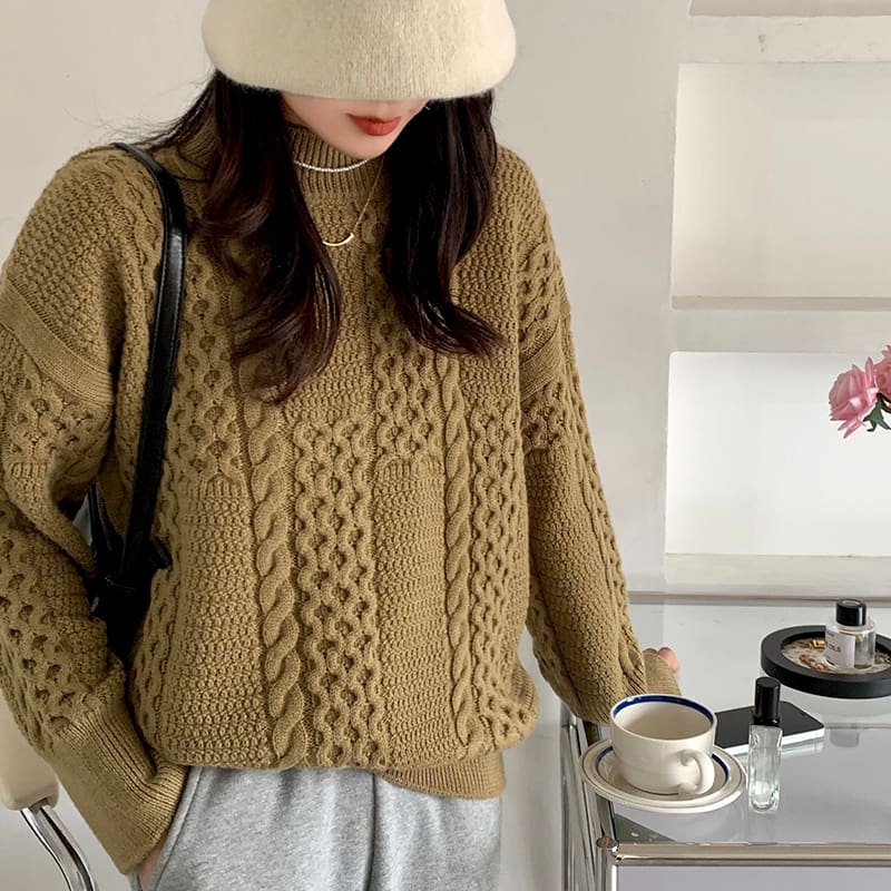 SM-K0024 Gedraaide coltrui, losse trui, gebreide trui SM-K0024 Gedraaide coltrui, losse trui, gebreide trui