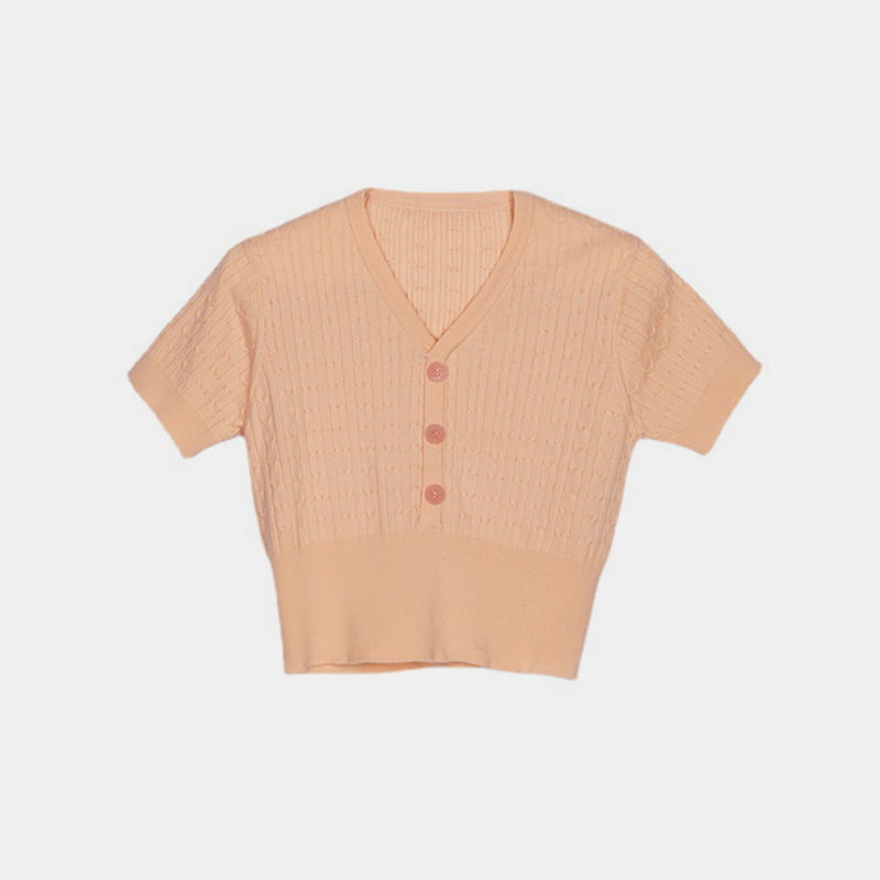 SM-K0002 Cropped gebreide slim-fit damestrui met V-hals van imitatielinnen