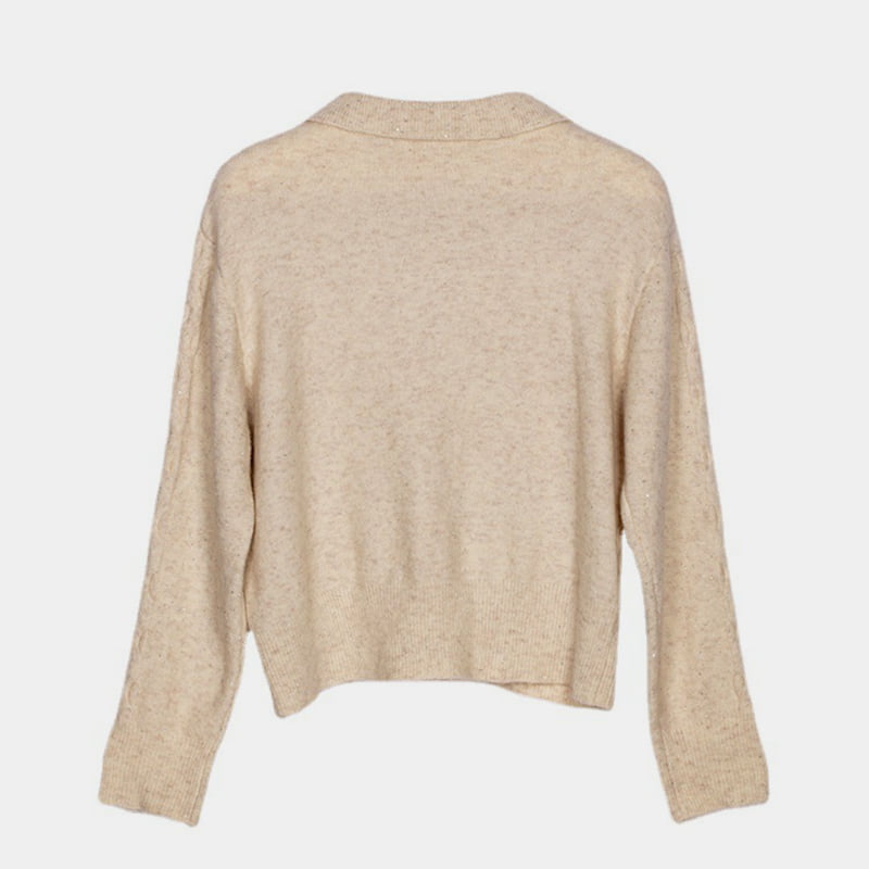 SM-K0012 Lente Herfst Polo-revers Effen kleur uitgeholde gebreide trui met onderkant SM-K0012 Lente Herfst Polo-revers Effen kleur uitgeholde gebreide trui met onderkant