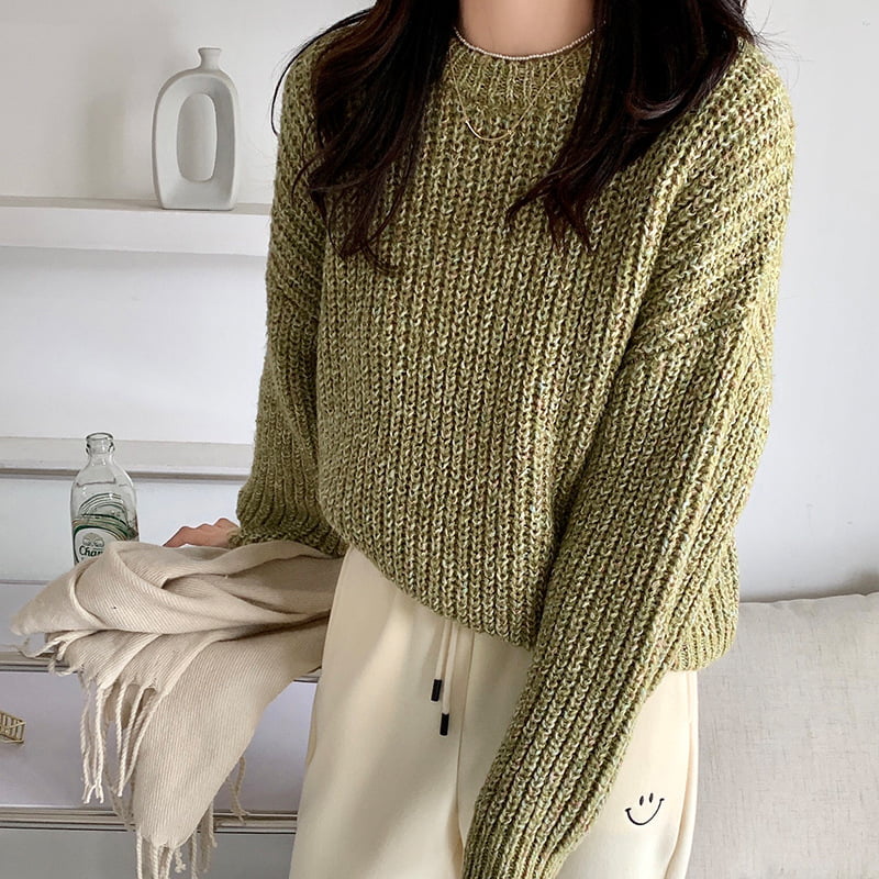 SM-K0028 Spring Lazy Ronde Hals Kleurrijke Zachte Wasachtige Gebreide Trui Met Lange Mouwen SM-K0028 Spring Lazy Ronde Hals Kleurrijke Zachte Wasachtige Gebreide Trui Met Lange Mouwen