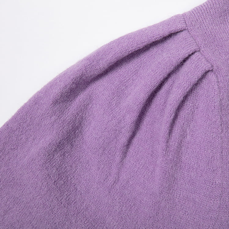 SM-K0039 Lente/herfst effen losse gebreide trui met lange mouwen en schouderplooien SM-K0039 Lente/herfst effen losse gebreide trui met lange mouwen en schouderplooien