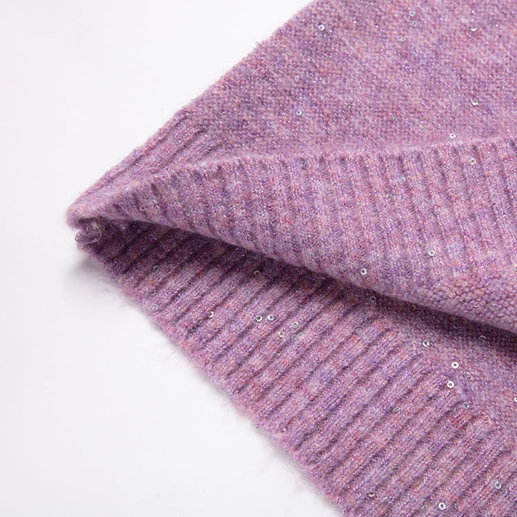 SM-K0040 V-hals cropped mohair gebreide trui met lovertjes en superfee-mouwen met uitsnijding SM-K0040 V-hals cropped mohair gebreide trui met lovertjes en superfee-mouwen met uitsnijding