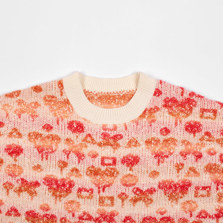 SM-K0038 Trui met ronde hals, zoete gebreide damestrui met driedimensionaal patroon SM-K0038 Trui met ronde hals, zoete gebreide damestrui met driedimensionaal patroon
