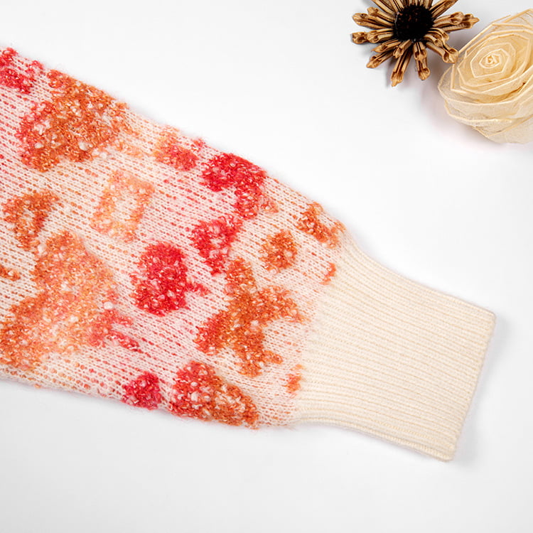 SM-K0038 Trui met ronde hals, zoete gebreide damestrui met driedimensionaal patroon SM-K0038 Trui met ronde hals, zoete gebreide damestrui met driedimensionaal patroon