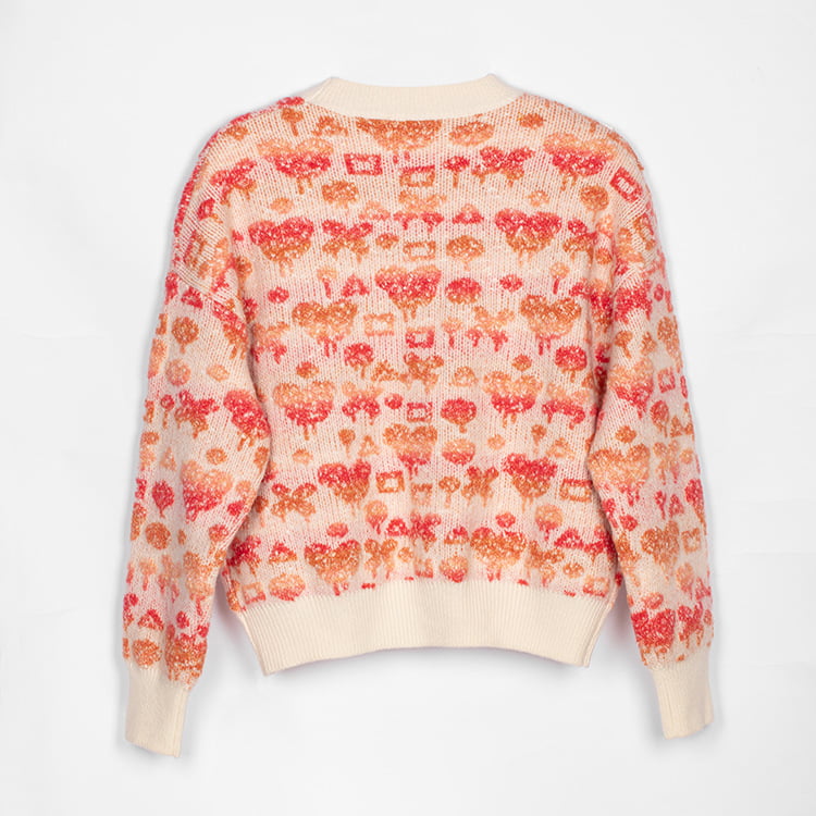 SM-K0038 Trui met ronde hals, zoete gebreide damestrui met driedimensionaal patroon SM-K0038 Trui met ronde hals, zoete gebreide damestrui met driedimensionaal patroon