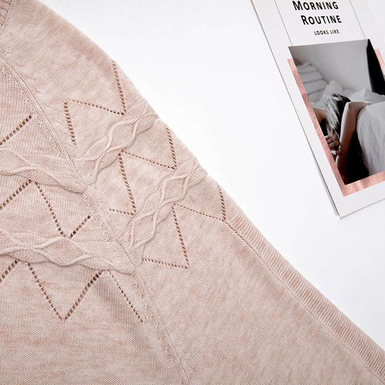 SM-K0042 Losse gebreide trui met lange mouwen Dun golvend hol gebreid dieptepunt SM-K0042 Losse gebreide trui met lange mouwen Dun golvend hol gebreid dieptepunt