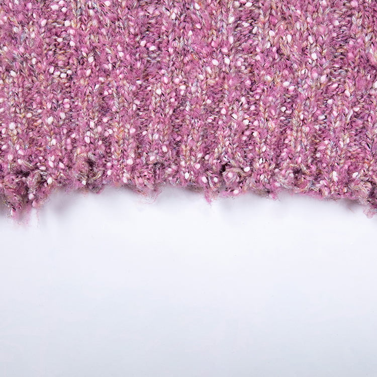 SM-K0037 Lente en herfst Gebreide damestrui met ronde hals en zoom met ruwe inkeping SM-K0037 Lente en herfst Gebreide damestrui met ronde hals en zoom met ruwe inkeping