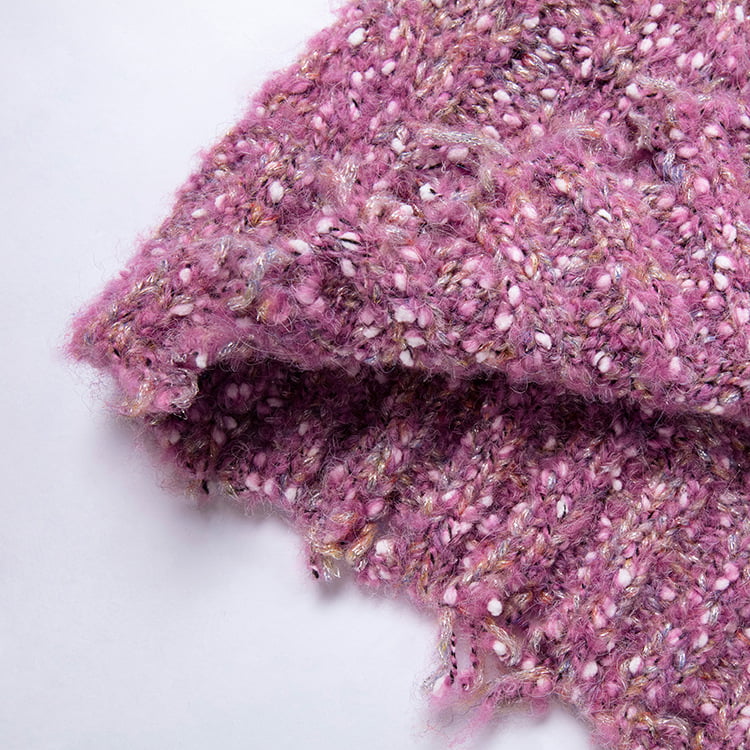 SM-K0037 Lente en herfst Gebreide damestrui met ronde hals en zoom met ruwe inkeping SM-K0037 Lente en herfst Gebreide damestrui met ronde hals en zoom met ruwe inkeping