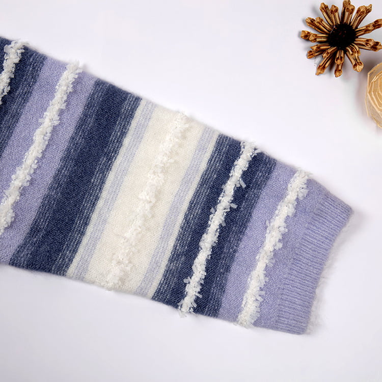 SM-K0047 Gestreepte zoete patchwork losse gebreide trui met ronde hals SM-K0047 Gestreepte zoete patchwork losse gebreide trui met ronde hals