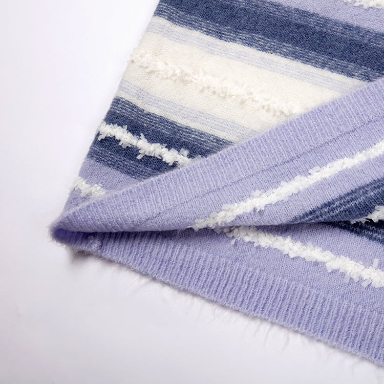 SM-K0047 Gestreepte zoete patchwork losse gebreide trui met ronde hals SM-K0047 Gestreepte zoete patchwork losse gebreide trui met ronde hals