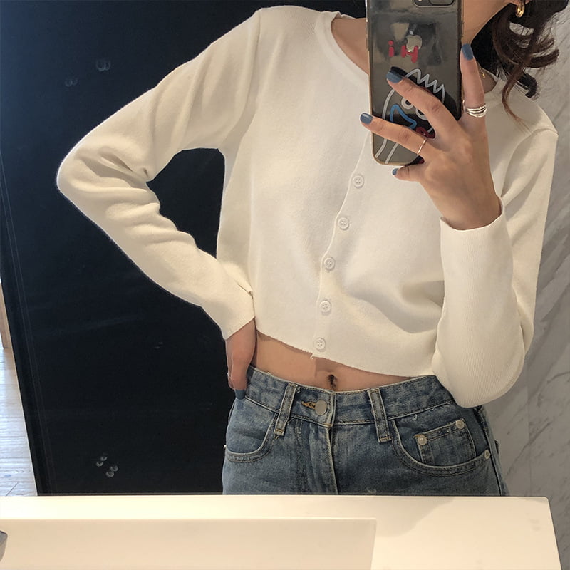 SM-K0016 Korte stijl lange mouw losse hals dunne damessweater gebreid vest SM-K0016 Korte stijl lange mouw losse hals dunne damessweater gebreid vest