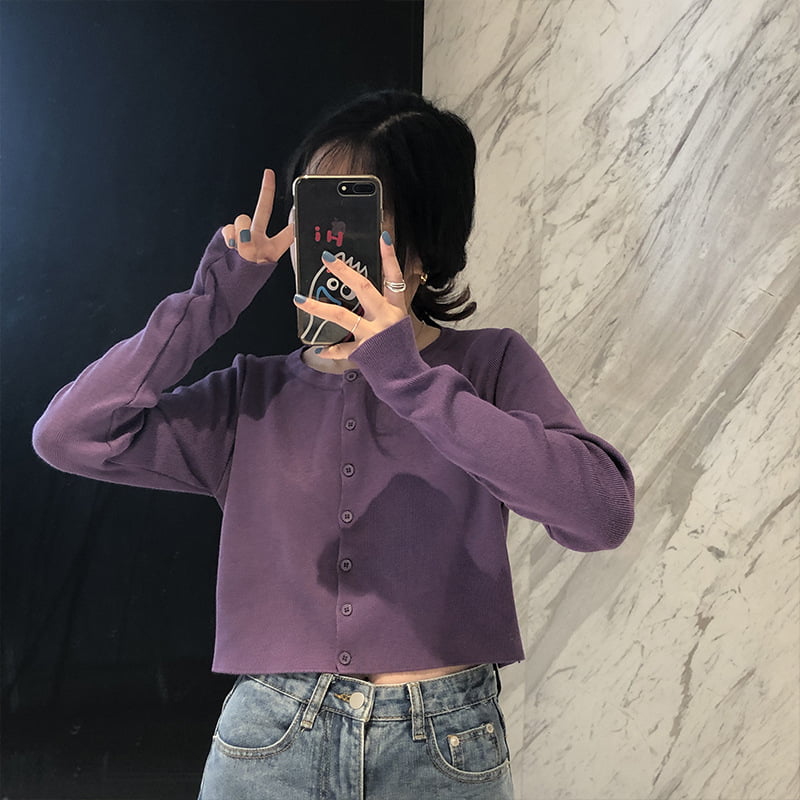 SM-K0016 Korte stijl lange mouw losse hals dunne damessweater gebreid vest SM-K0016 Korte stijl lange mouw losse hals dunne damessweater gebreid vest