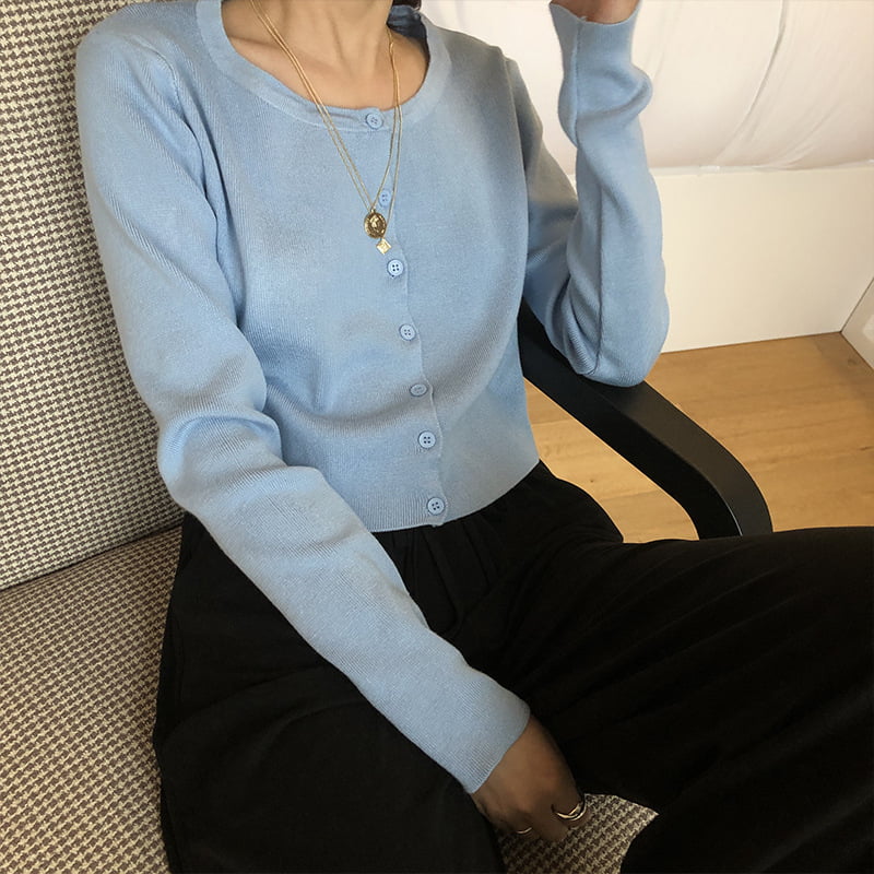 SM-K0016 Korte stijl lange mouw losse hals dunne damessweater gebreid vest SM-K0016 Korte stijl lange mouw losse hals dunne damessweater gebreid vest