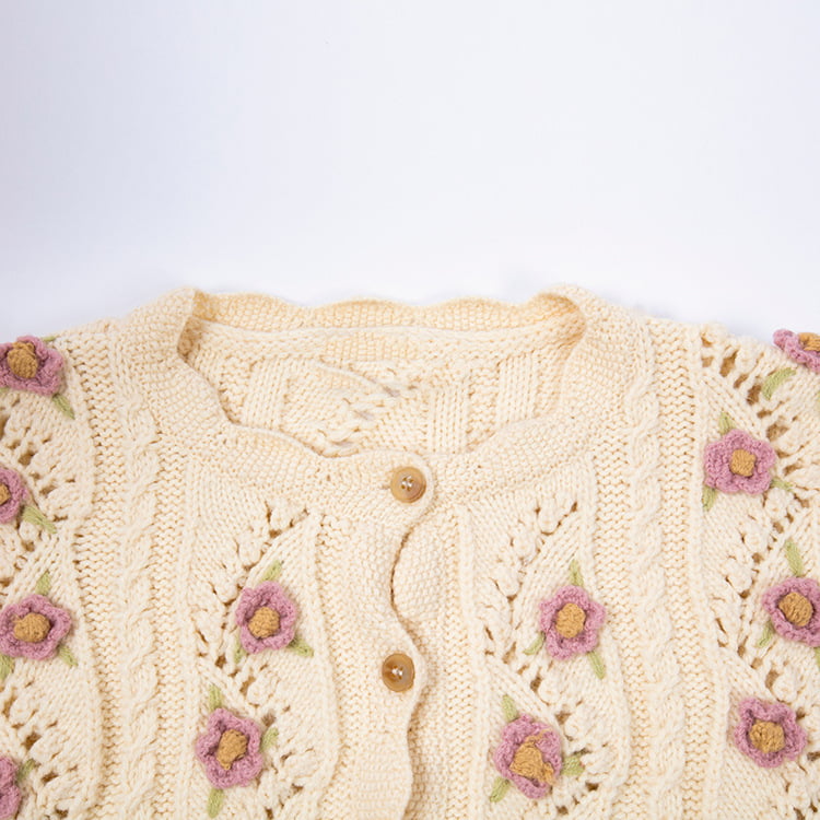 SM-K0008 Losse retro handmatige haak-sweater met lange mouwen, damesgebreid vest SM-K0008 Losse retro handmatige haak-sweater met lange mouwen, damesgebreid vest