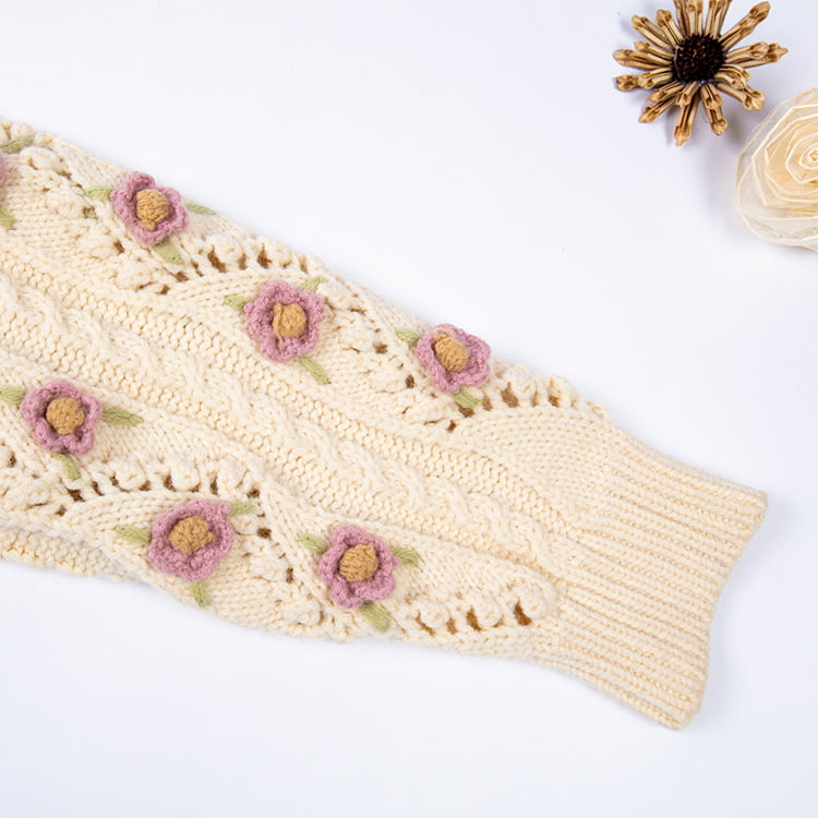 SM-K0008 Losse retro handmatige haak-sweater met lange mouwen, damesgebreid vest SM-K0008 Losse retro handmatige haak-sweater met lange mouwen, damesgebreid vest