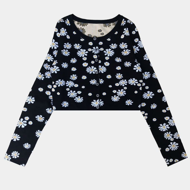 SM-K0009 Kleine Daisy gebreide trui Dames slank gebreid vestjack