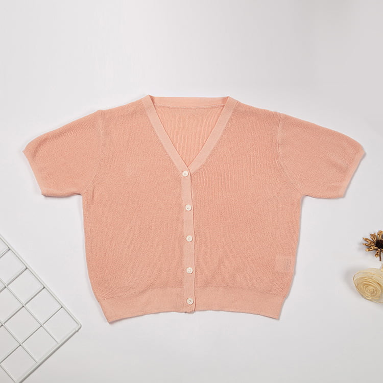 SM-K0046 V-hals dichtgeknoopt Iced Linnen Kort Slim Fit Gebreid Vest met Korte Mouwen SM-K0046 V-hals dichtgeknoopt Iced Linnen Kort Slim Fit Gebreid Vest met Korte Mouwen