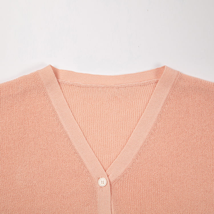 SM-K0046 V-hals dichtgeknoopt Iced Linnen Kort Slim Fit Gebreid Vest met Korte Mouwen SM-K0046 V-hals dichtgeknoopt Iced Linnen Kort Slim Fit Gebreid Vest met Korte Mouwen