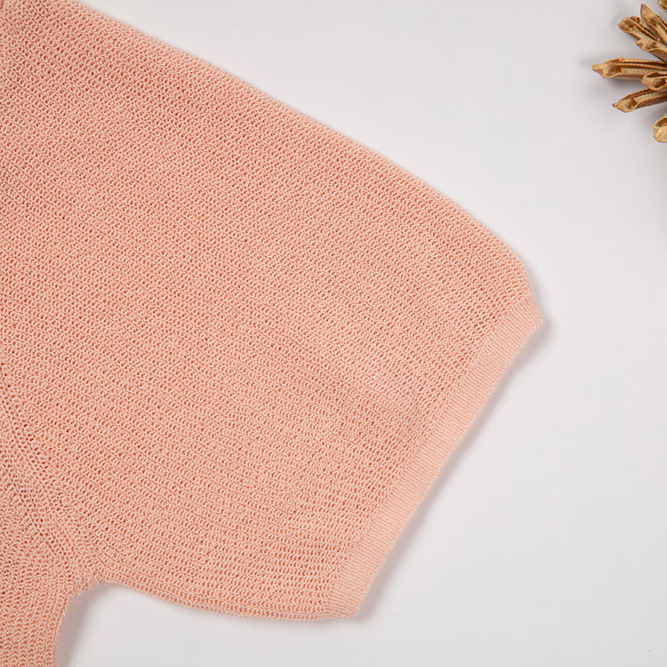 SM-K0046 V-hals dichtgeknoopt Iced Linnen Kort Slim Fit Gebreid Vest met Korte Mouwen SM-K0046 V-hals dichtgeknoopt Iced Linnen Kort Slim Fit Gebreid Vest met Korte Mouwen