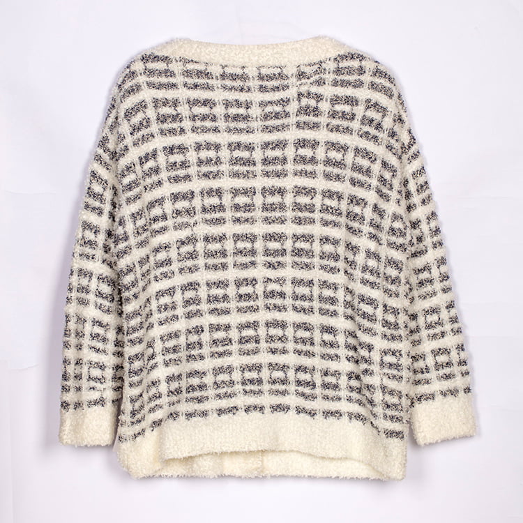 SM-K0041 Zwart en wit geruit klein geurig mohair gebreid vest Koreaanse luie stijl SM-K0041 Zwart en wit geruit klein geurig mohair gebreid vest Koreaanse luie stijl