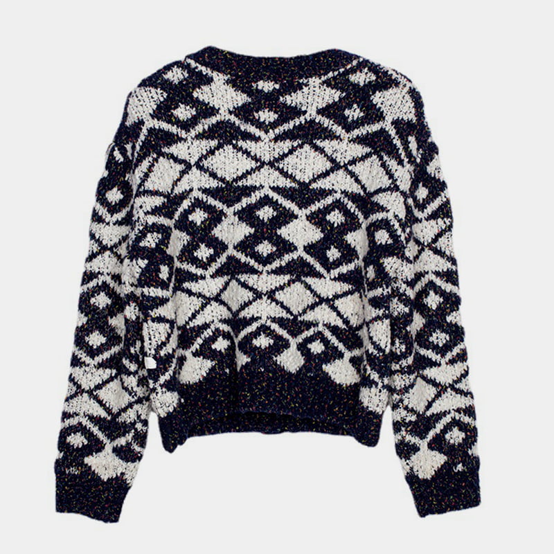 SM-K0036 Gevlekt gebreid vest met geometrisch patroon, herfst- en winterbovenkleding voor dames SM-K0036 Gevlekt gebreid vest met geometrisch patroon, herfst- en winterbovenkleding voor dames