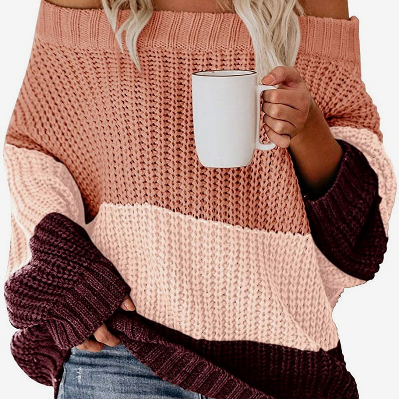 SM-K0080 Wollen gebreide trui met contrasterende patchwork en lange mouwen met ronde hals SM-K0080 Wollen gebreide trui met contrasterende patchwork en lange mouwen met ronde hals