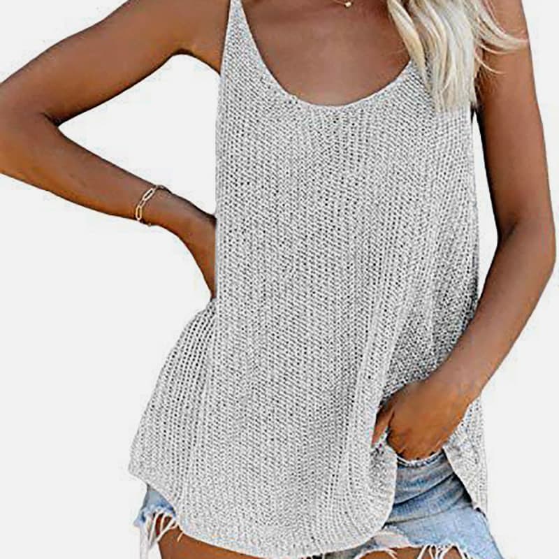 SM-K0065 Dun en los gebreid vest met U-hals SM-K0065 Dun en los gebreid vest met U-hals