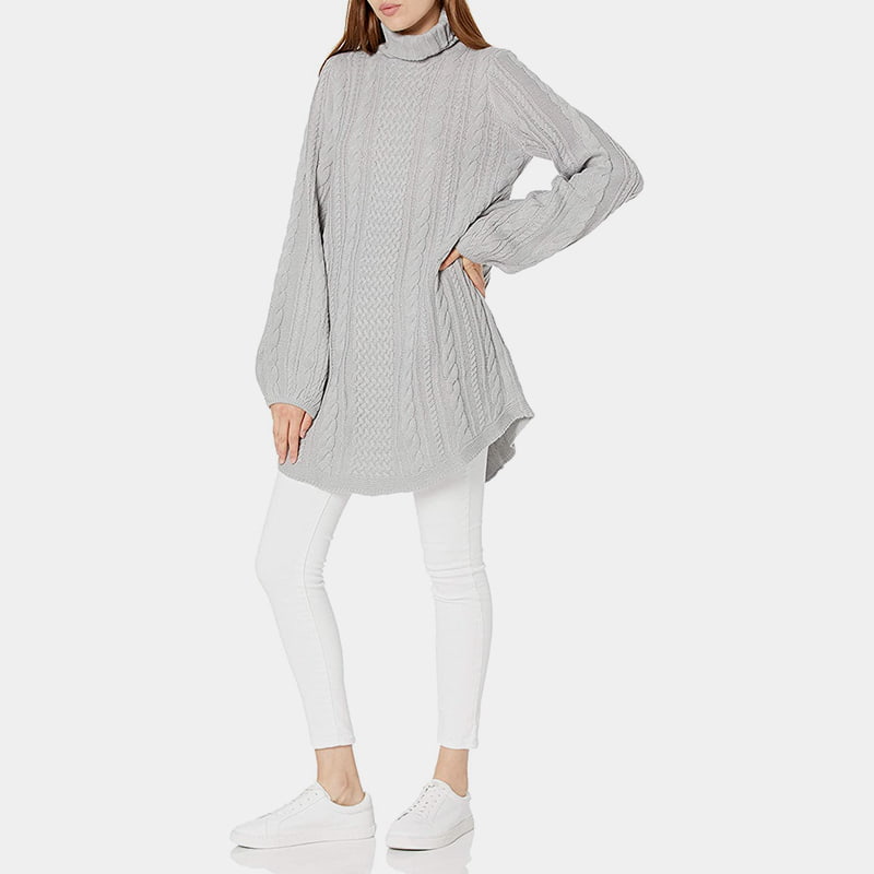 SM-K0053 Gebreide trui met hoge kraag en losse lantaarnmouwen