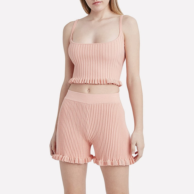 SM-K0054 Mouwloos vest en short met U-hals, gebreid pak