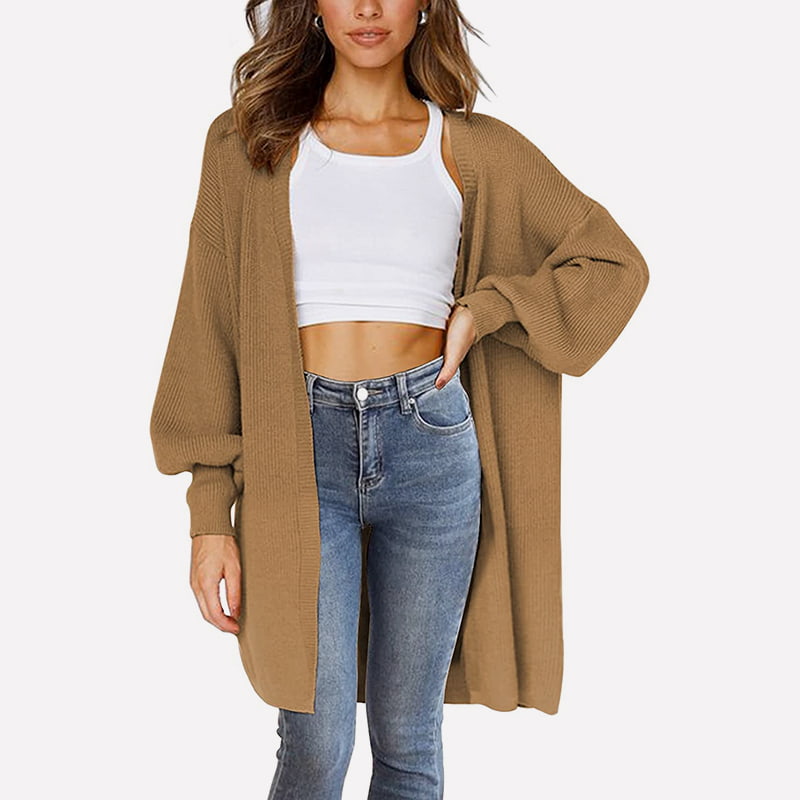 SM-K0061 Halflang gebreid vest met V-hals en lantaarnmouwen SM-K0061 Halflang gebreid vest met V-hals en lantaarnmouwen