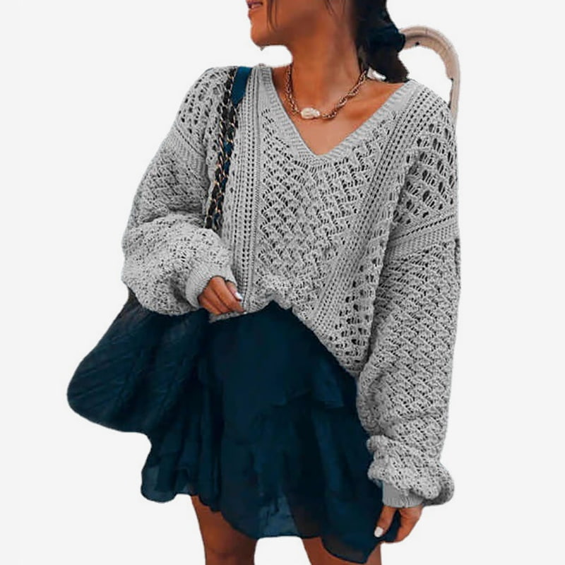 SM-K0082 Effen kleur holle gebreide trui met V-hals, gebreide trui SM-K0082 Effen kleur holle gebreide trui met V-hals, gebreide trui