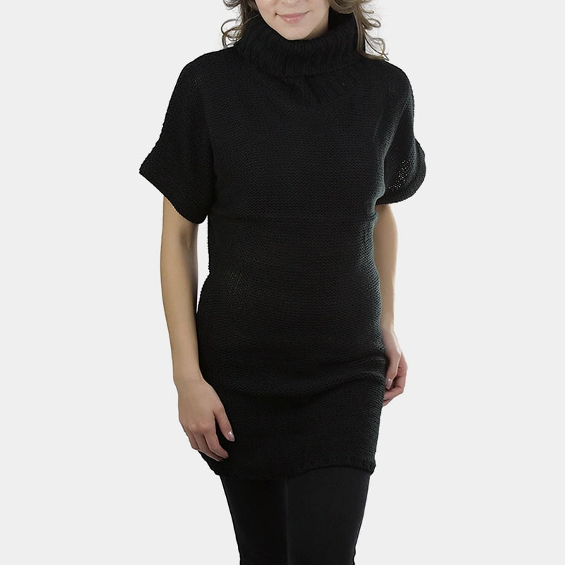 SM-K0067 Gebreide trui met hoge kraag, effen taille en korte mouwen SM-K0067 Gebreide trui met hoge kraag, effen taille en korte mouwen