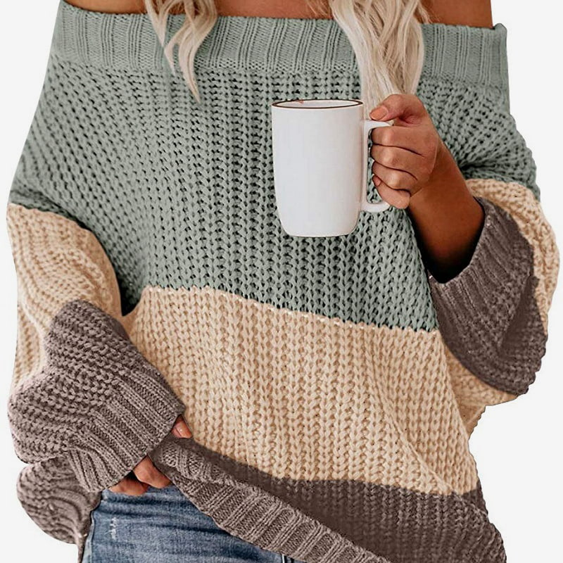 SM-K0080 Wollen gebreide trui met contrasterende patchwork en lange mouwen met ronde hals SM-K0080 Wollen gebreide trui met contrasterende patchwork en lange mouwen met ronde hals