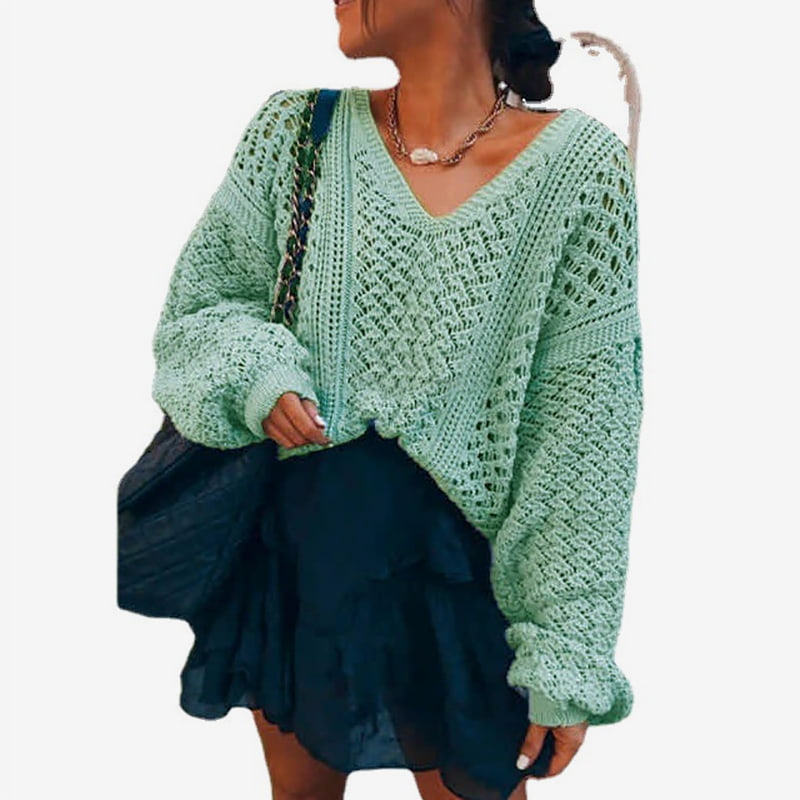 SM-K0082 Effen kleur holle gebreide trui met V-hals, gebreide trui SM-K0082 Effen kleur holle gebreide trui met V-hals, gebreide trui