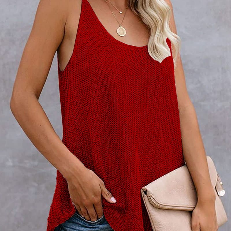 SM-K0065 Dun en los gebreid vest met U-hals SM-K0065 Dun en los gebreid vest met U-hals