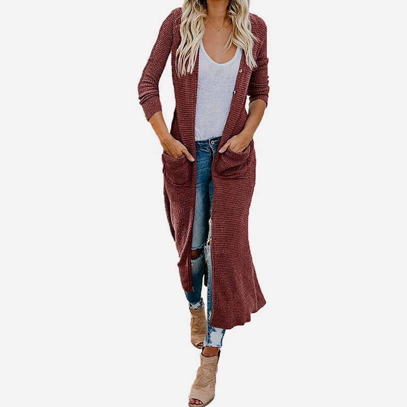 SM-K0074 V-hals lang effen met zakken gebreide vestjas SM-K0074 V-hals lang effen met zakken gebreide vestjas