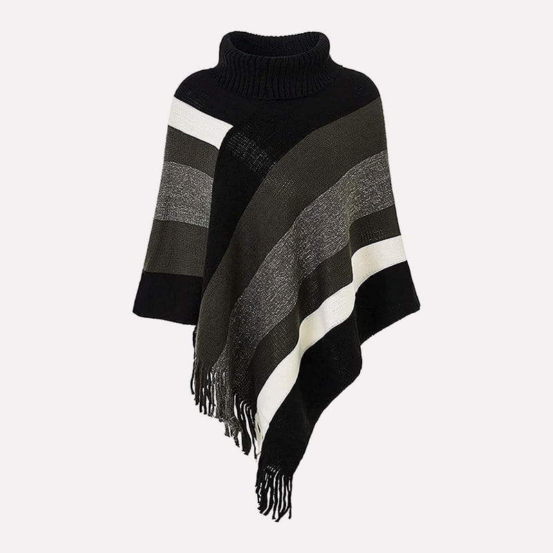 SM-K0093 Losse trui, gestreepte gebreide cape-sweater, gebreide trui SM-K0093 Losse trui, gestreepte gebreide cape-sweater, gebreide trui