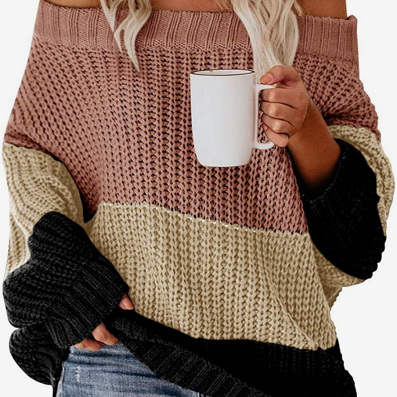 SM-K0080 Wollen gebreide trui met contrasterende patchwork en lange mouwen met ronde hals SM-K0080 Wollen gebreide trui met contrasterende patchwork en lange mouwen met ronde hals