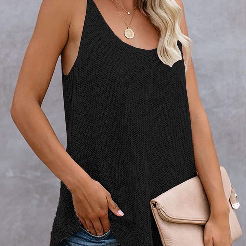 SM-K0065 Dun en los gebreid vest met U-hals SM-K0065 Dun en los gebreid vest met U-hals