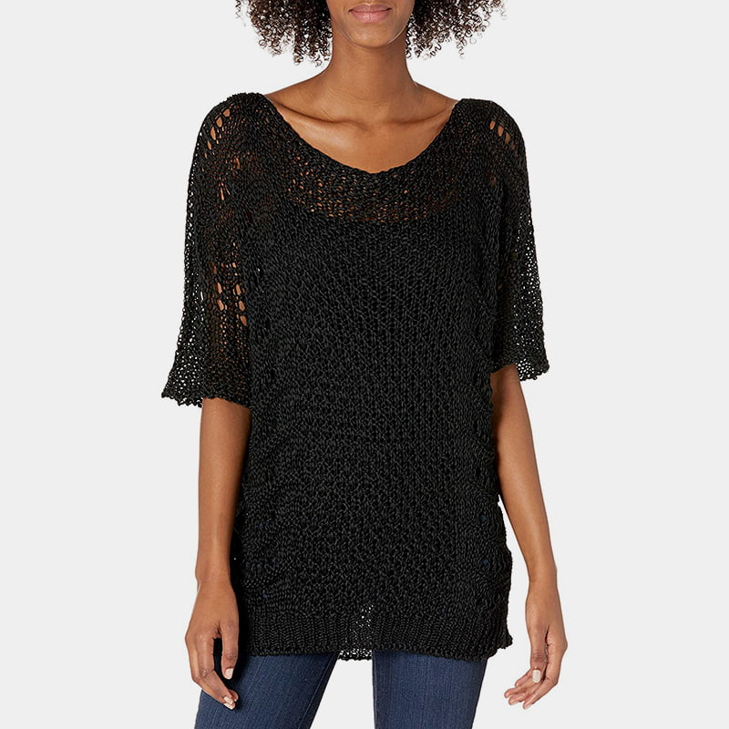 SM-K0060 Uitgebreide gebreide trui met ronde hals, zonnebrandcrème, korte mouw SM-K0060 Uitgebreide gebreide trui met ronde hals, zonnebrandcrème, korte mouw