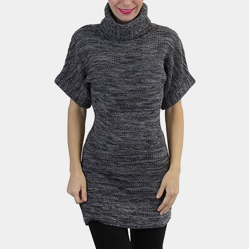 SM-K0067 Gebreide trui met hoge kraag, effen taille en korte mouwen SM-K0067 Gebreide trui met hoge kraag, effen taille en korte mouwen