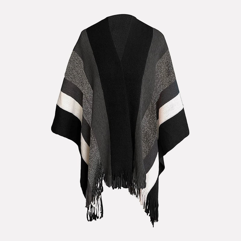 SM-K0093 Losse trui, gestreepte gebreide cape-sweater, gebreide trui SM-K0093 Losse trui, gestreepte gebreide cape-sweater, gebreide trui