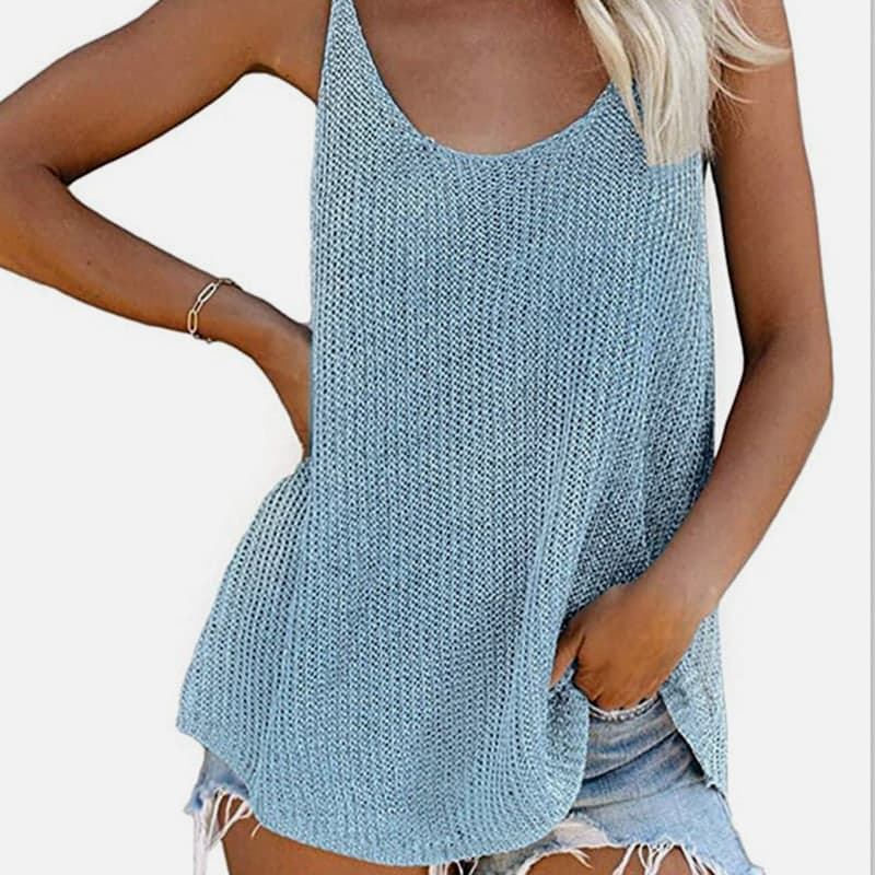 SM-K0065 Dun en los gebreid vest met U-hals SM-K0065 Dun en los gebreid vest met U-hals